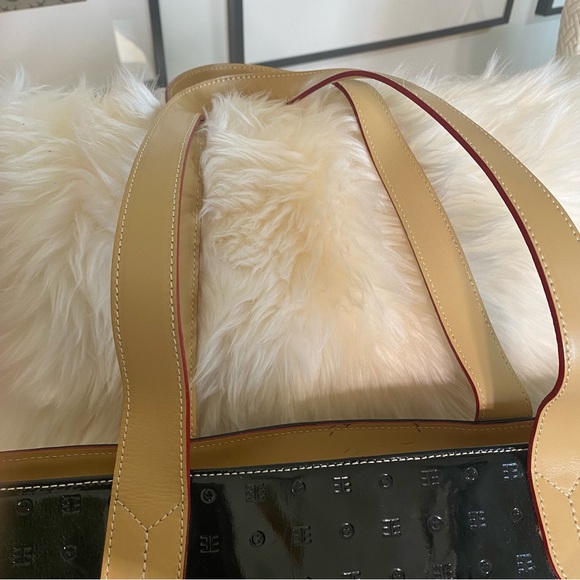 Arcadia Black Patent Leather Large Tote Travel Weekender Bag - Picture 5 of 9